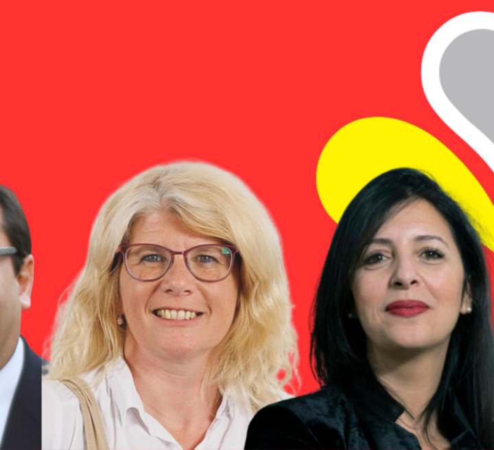 Pour sortir de l’impasse, une coalition des gauches à Bruxelles ? Ahmed Laaouej (PS), Françoise De Smedt (PTB-PVDA), Zakia Khattabi (Ecolo). (Photomontage Politique)